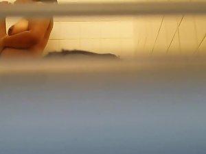 Chubby cutie spied nude in shower Picture 2