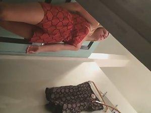 Tall blonde peeped while trying clothes Picture 7