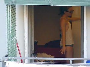 Peeping on young neighbor in her apartment Picture 3