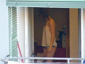 Peeping on young neighbor in her apartment Picture 4
