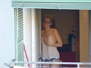 Peeping on young neighbor in her apartment Picture 5