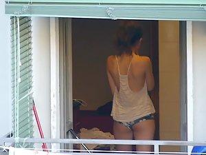 Peeping on young neighbor in her apartment Picture 8