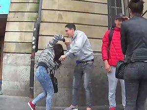 Feisty teen girl with friends Picture 1