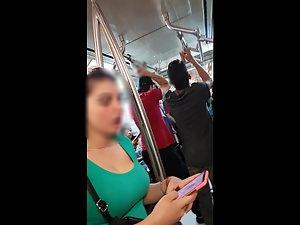 Busty girl from within public transport Picture 1