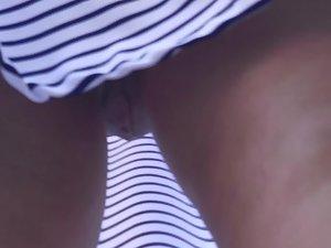 Voyeur saw hot shaved pussy in upskirt Picture 8