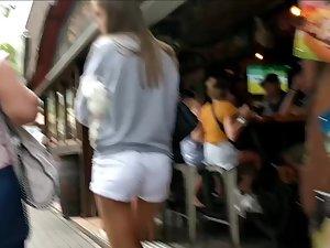 White shorts far up her little ass crack Picture 1
