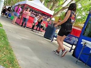 Visible thong of sexy milf on the playground Picture 7