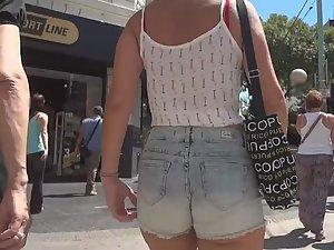 Shorty with cutoff shorts pulled inside ass crack Picture 1