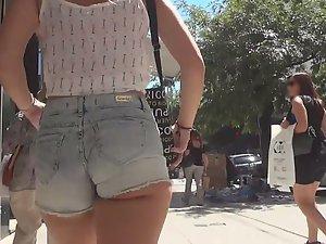 Shorty with cutoff shorts pulled inside ass crack Picture 6