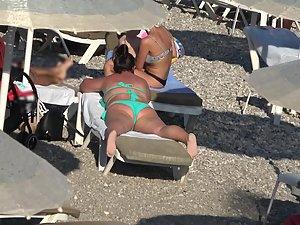 Full examination of wet mature woman on beach Picture 4