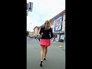 Front and back upskirt of attractive blonde Picture 1