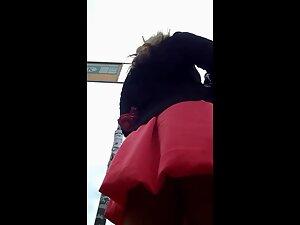 Front and back upskirt of attractive blonde Picture 4