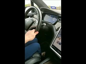 Blowjob in tesla car while it drives itself Picture 5
