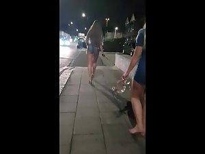 Sexy chick walks in front of her friends Picture 4