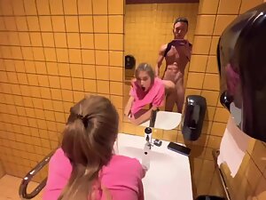 Hot fuck and cum facial in a public toilet Picture 6