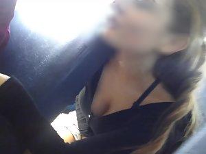 Voyeur notices lovely teenage tits in bus Picture 7