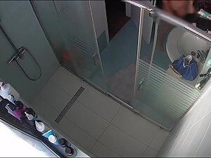 Spying on curvy woman with hard nipples in shower Picture 7