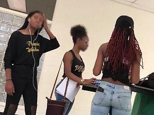 Peeping on sexy group of black schoolgirls