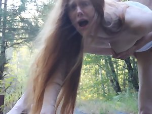 Redhead screams during primal sex in woods Picture 7
