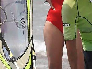 Blonde's hot pussy bulge in swimsuit Picture 5