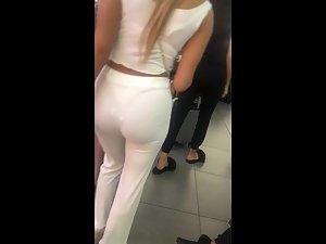 White thong vanishes inside perfect ass crack Picture 1