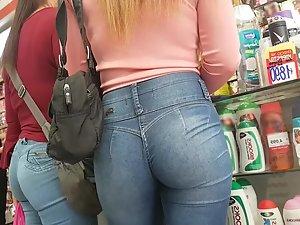 Perfect ass of a hot blonde in the store