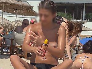 Cameltoe of topless teen girl with pigtails Picture 8