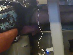 Sexy stockings on the chick in the train Picture 8