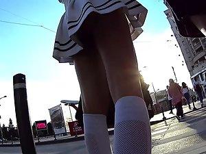 Upskirt of a brunette from a fairy tale Picture 2