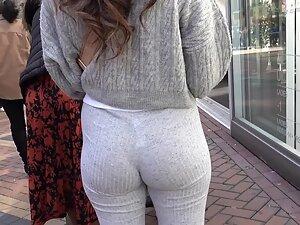 Blatantly staring at hot bubble butt in leggings