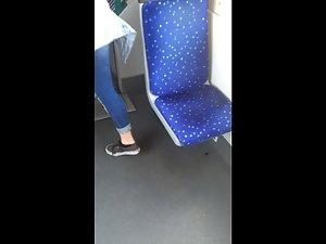 Big squeezed tits caught by voyeur in tram Picture 8