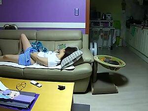 Spying her masturbate on the living room couch Picture 1