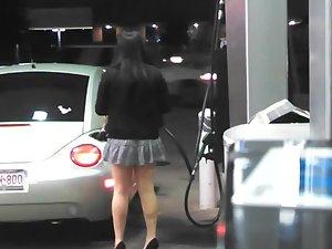 Luxurious babe on the gas station Picture 5