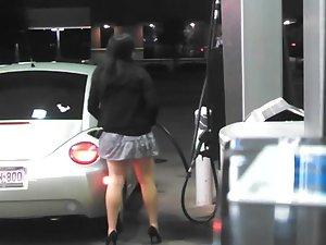 Luxurious babe on the gas station Picture 6