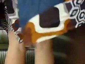 Voyeur lifts her short skirt Picture 7