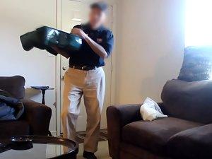 Pizza delivery man rubs lotion on naked woman Picture 2