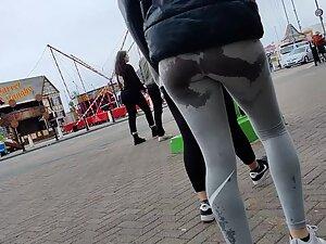 Wet ass in tight grey leggings Picture 2