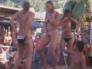 Slutty girls dancing on a beach party