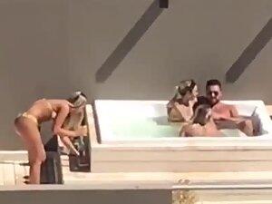 Peeping on rich neighbor with three women