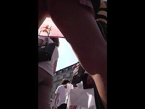 Bubbly butt cheeks in beautiful blonde's upskirt Picture 6