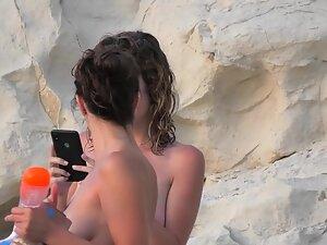 Lovely firm breasts spotted in topless
