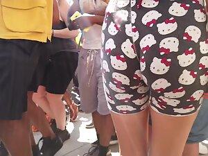 Party girl's perky ass in hello kitty shorts Picture 7