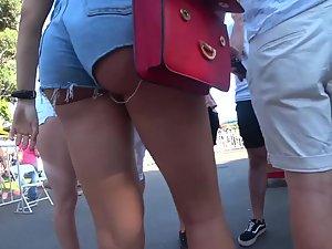 Slutty girls like to pull their shorts up too much Picture 2