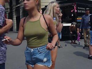 Hard nipples peeking while she dances on street Picture 2