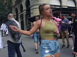Hard nipples peeking while she dances on street Picture 8