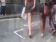 Wind revealed her cute butt and thong Picture 6