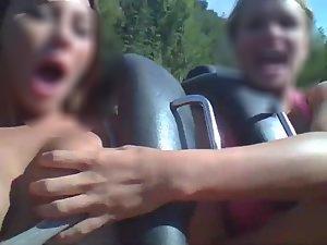 Hot woman shows tits on a roller coaster Picture 3