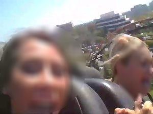 Hot woman shows tits on a roller coaster Picture 7