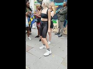 Perky tits seen through black top while she dances Picture 7