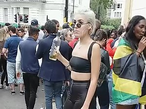 Perky tits seen through black top while she dances